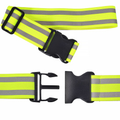 Reflexní elastický opasek s plastovou přezkou 110 cm - dva reflexní pruhy - pro běžce a chodce